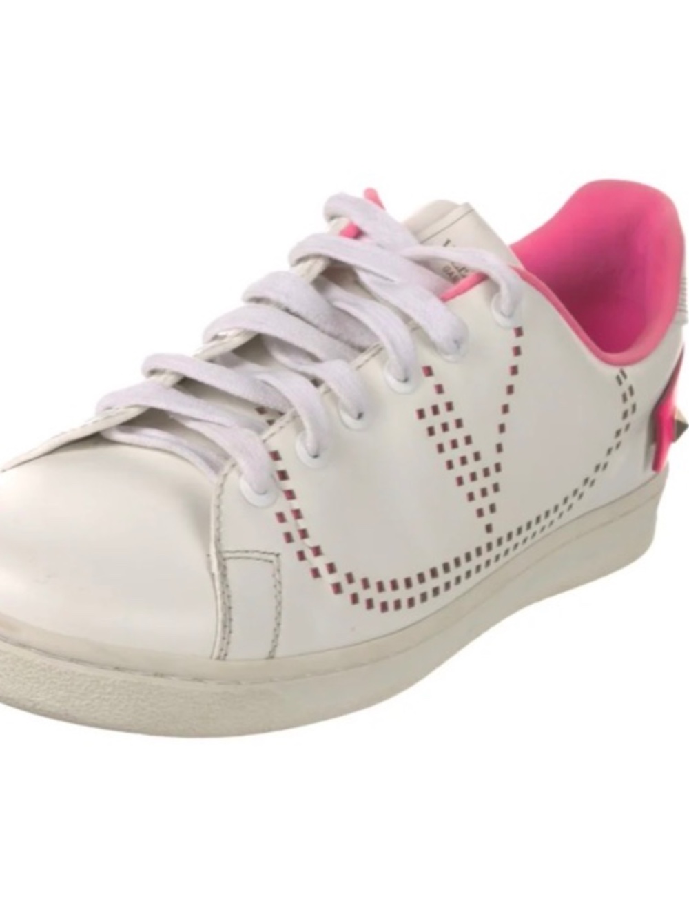 Valentino Women's Rockstud Neon-trim Leather Sneakers - Picture 2 of 7